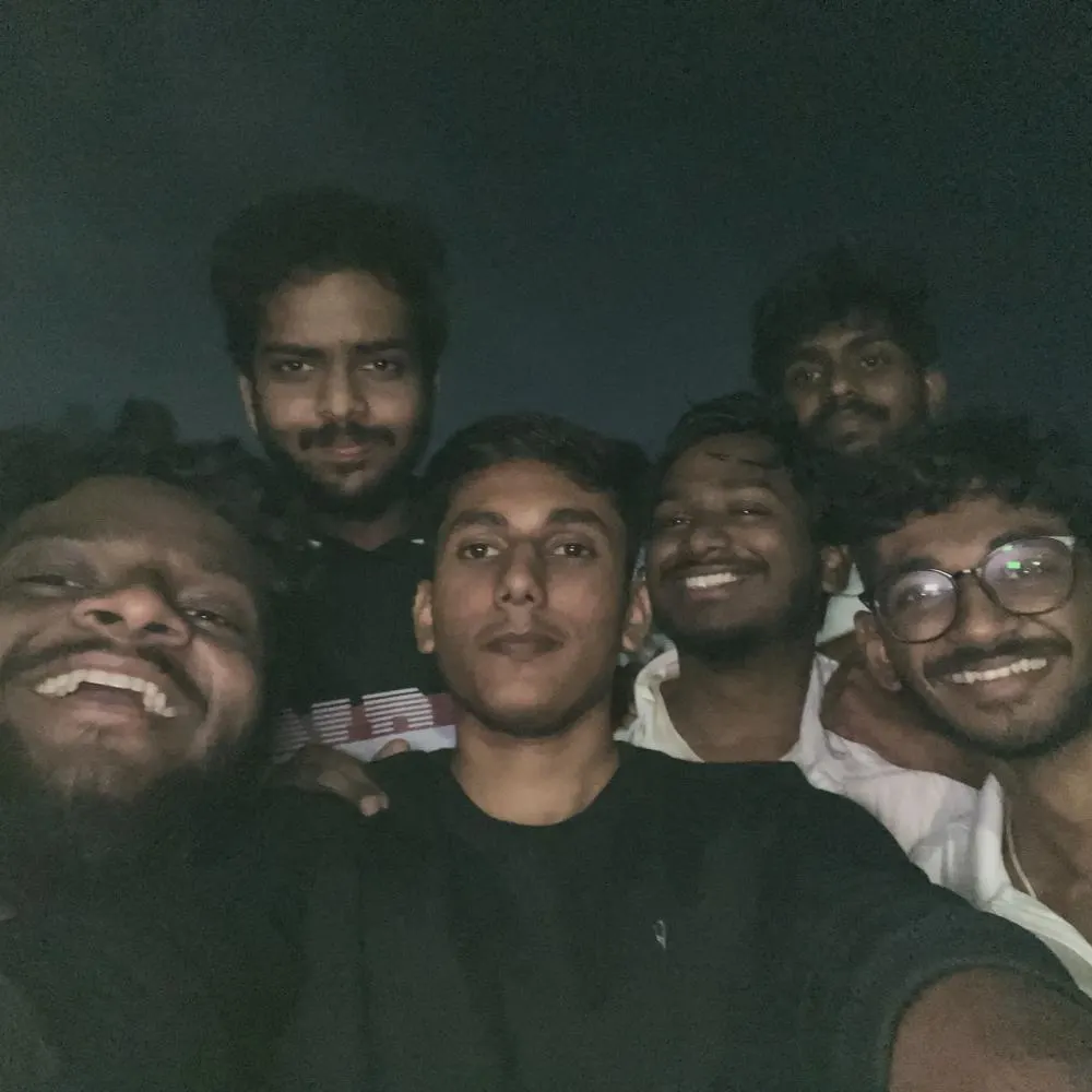 Polaroid of six friends