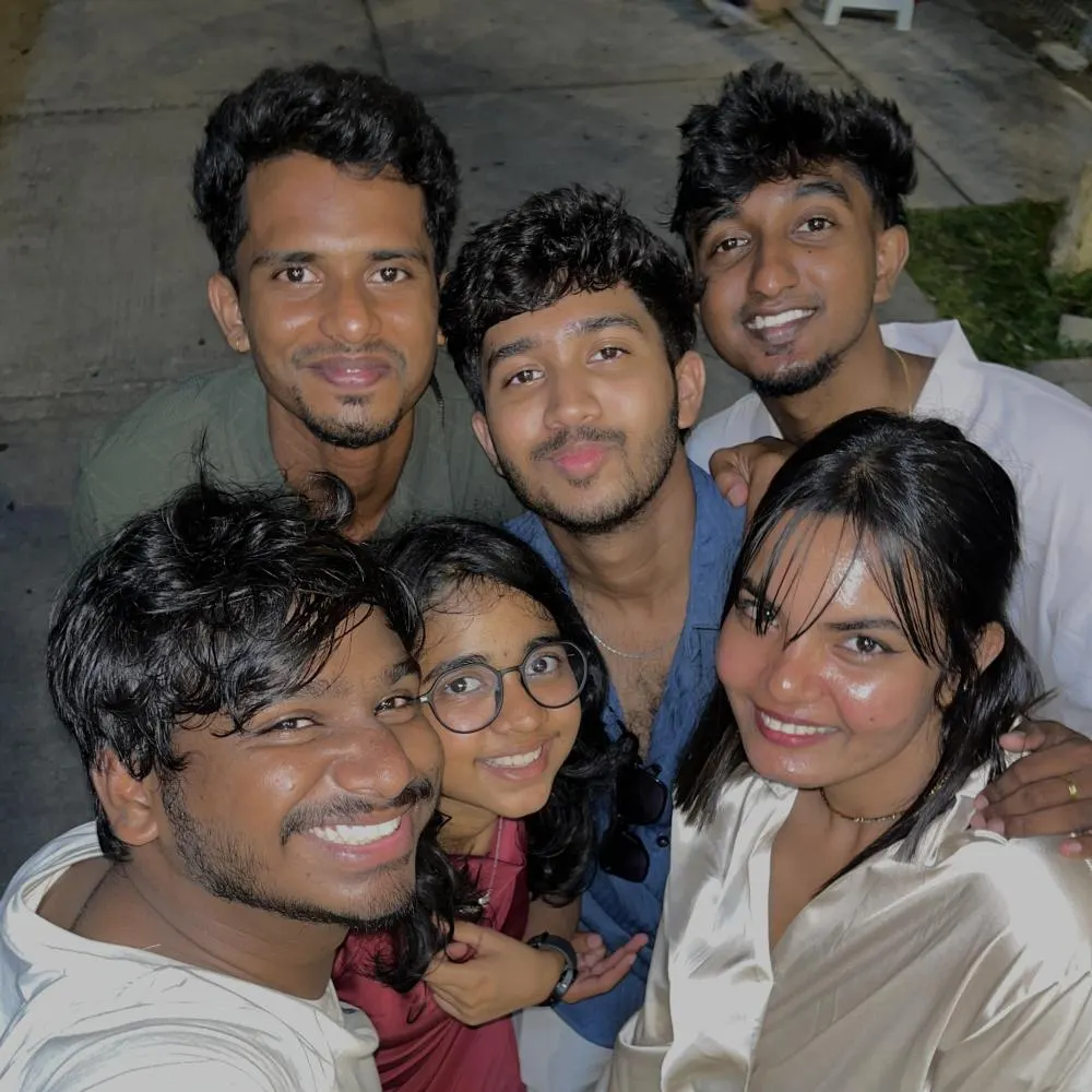 Polaroid of six friends